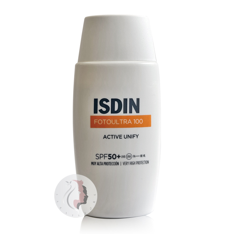 isdin-fotoultra-100-active-unify-fusion-fluid کرم ضد آفتاب و ضد لک ایزدین مدل اکتیو یونیفای حاوی SPF50 حجم 50 میل