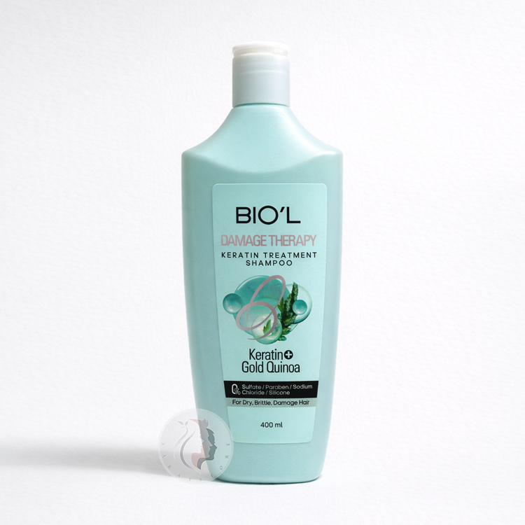 Bio'l-Damage-Therapy-Keratin-Treatment-Shampoo شامپو موهای خشک و آسیبدیده بیول مدل Damage Therapy فاقد سولفات